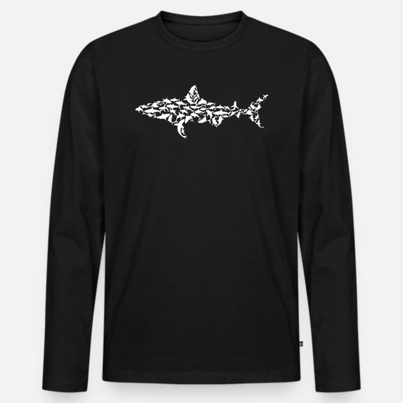 Great White Shark Fish Silhouette White Shark - Männer Premium Bio Langarmshirt - Schwarz