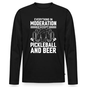 Pickleballer - Everything In Moderation Except Pic - Männer Premium Bio Langarmshirt - Schwarz - Vorne - Nico (187cm)