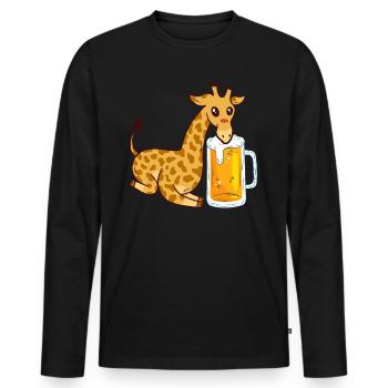 Giraffe Beer Funny Giraffe Lover - Funny Giraffe - Männer Premium Bio Langarmshirt - Schwarz - Vorne - Nico (187cm)