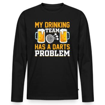 My Drinking Team Has A Darts Problem - Darts Playe - Männer Premium Bio Langarmshirt - Schwarz - Vorne - Nico (187cm)
