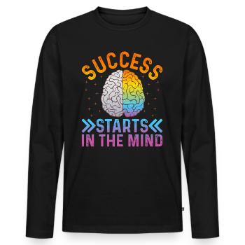 Le succès commence dans l’ - Succès motivationnel - T-shirt manches longues Premium bio Homme - noir - Devant - Nico (187cm)