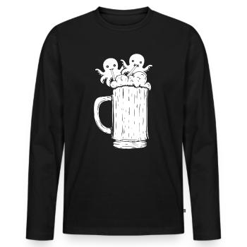 Kraken Octopus Cephalopod - Funny Octopus Beer - Men's Premium Organic Long Sleeve Shirt - black - Front - Nico (187cm)
