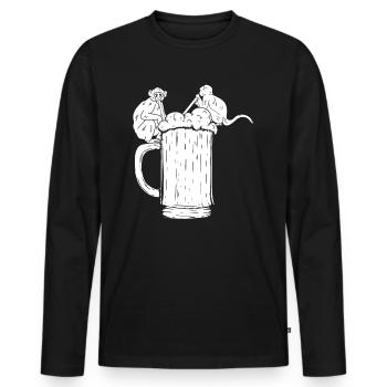 Singes orangs-outans avec de la bière - Funny Monkey Orangut - T-shirt manches longues Premium bio Homme - noir - Devant - Nico (187cm)