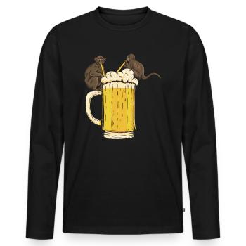 Monkeys with Beer Orangutan Monkey Funny Monkey - Männer Premium Bio Langarmshirt - Schwarz - Vorne - Nico (187cm)