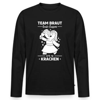 Team Braut Einhorn Brautjungfern Junggesellinnenab - Männer Premium Bio Langarmshirt - Schwarz - Vorne - Nico (187cm)