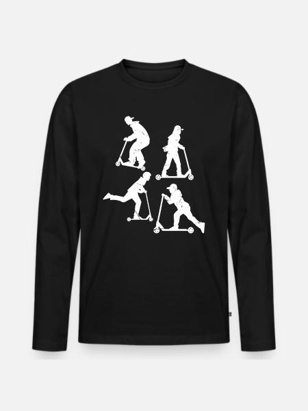 Scooter Tricks Stunt Scooter Stunts Boys Scooter - Men's Premium Organic Long Sleeve Shirt - black