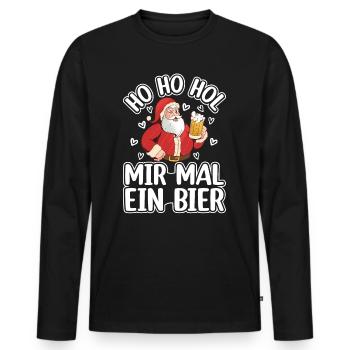 Ho Ho Hol Mir Mal Ein Bier - Lustiger Weihnachtsma - Männer Premium Bio Langarmshirt - Schwarz - Vorne - Nico (187cm)