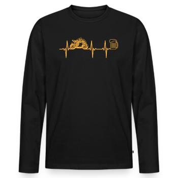 Racing Motorcycle Heartbeat Beer Lover - Race Moto - T-shirt manches longues Premium bio Homme - noir - Devant - Nico (187cm)