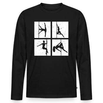 Pole Dance Silhouette - Pole Dancing Pole Dancer - T-shirt manches longues Premium bio Homme - noir - Devant - Nico (187cm)