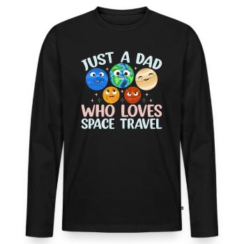 Aérospatiale - Juste un père qui aime les voyages dans l’espace - T-shirt manches longues Premium bio Homme - noir - Devant - Nico (187cm)