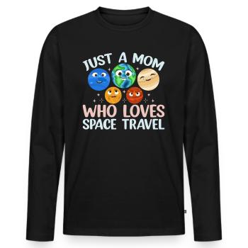 Aérospatiale - Juste une maman qui aime les voyages dans l’espace - T-shirt manches longues Premium bio Homme - noir - Devant - Nico (187cm)