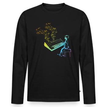 Pianist Piano Keyboard Player Piano Music Piano Pl - Männer Premium Bio Langarmshirt - Schwarz - Vorne - Nico (187cm)