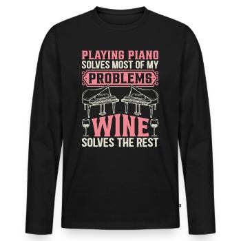 Jouer du piano résout la plupart de mes problèmes - Piano P - T-shirt manches longues Premium bio Homme - noir - Devant - Nico (187cm)