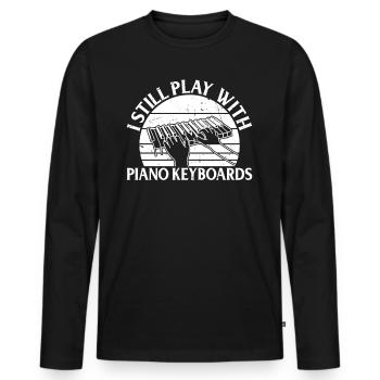 Je joue toujours avec des claviers de piano - clavier de piano - T-shirt manches longues Premium bio Homme - noir - Devant - Nico (187cm)