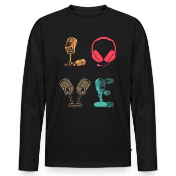 Podcast Host Podcaster Podcast LOVE Podcast Lover - Männer Premium Bio Langarmshirt - Schwarz - Vorne - Nico (187cm)