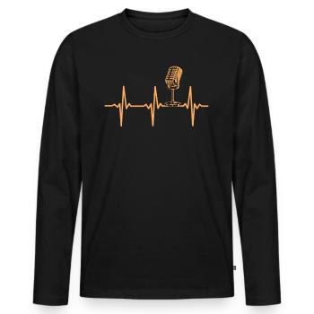 Podcaster Podcast Mic Podcast Heartbeat - Männer Premium Bio Langarmshirt - Schwarz - Vorne - Nico (187cm)