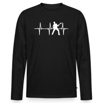 Guitar Heartbeat Guitar Musician Guitar Player Gui - Men's Premium Organic Long Sleeve Shirt - black - Front - Nico (187cm)