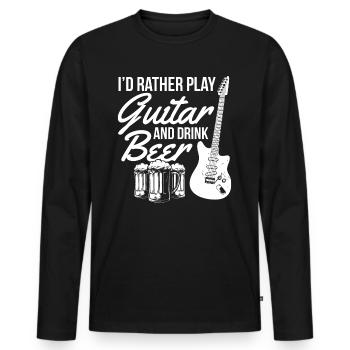 Je préfère jouer de la guitare et boire de la bière - Guitariste - T-shirt manches longues Premium bio Homme - noir - Devant - Nico (187cm)