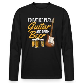 Je préfère jouer de la guitare et boire de la bière - Bass Guita - T-shirt manches longues Premium bio Homme - noir - Devant - Nico (187cm)