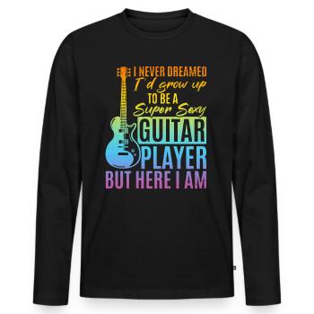 Bass Guitar - I'd Grow Up To Be A Super Sexy Guita - Men's Premium Organic Long Sleeve Shirt - black - Front - Nico (187cm)
