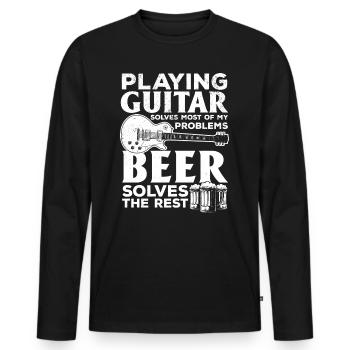 Jouer de la guitare résout la plupart de mes problèmes - Guitare - T-shirt manches longues Premium bio Homme - noir - Devant - Nico (187cm)