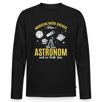 Weltraum Astronomie - Ich bin Astronom und ne Geil - Männer Premium Bio Langarmshirt - Schwarz - Vorne - Nico (187cm)