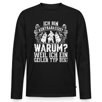 Double Bassist - I'm A Double Bass Player - Männer Premium Bio Langarmshirt - Schwarz - Vorne - Nico (187cm)