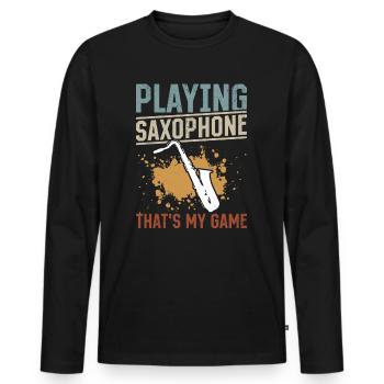 Playing Saxophone That's My Game - Saxophonist Mus - Männer Premium Bio Langarmshirt - Schwarz - Vorne - Nico (187cm)