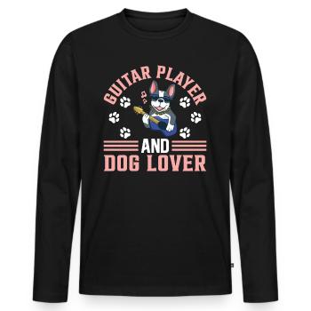 Guitarist Guitar Player - Guitar Player And Dog Lo - Men's Premium Organic Long Sleeve Shirt - black - Front - Nico (187cm)