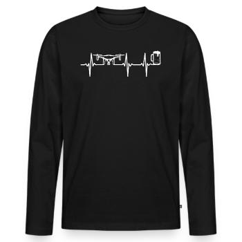 Drone Pilot Drone Beer Heartbeat Quadcopter Drone - Männer Premium Bio Langarmshirt - Schwarz - Vorne - Nico (187cm)