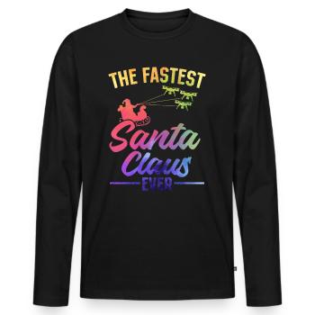 The Fastest Santa Claus Ever - Christmas Drone Pil - Men's Premium Organic Long Sleeve Shirt - black - Front - Nico (187cm)