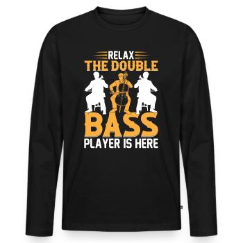 Double Bass Player - Relax The Double Bass Player - Männer Premium Bio Langarmshirt - Schwarz - Vorne - Nico (187cm)