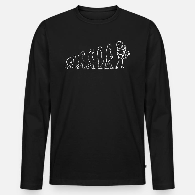 Funny Saxophonist Evolution Saxophone Player - Männer Premium Bio Langarmshirt - Schwarz