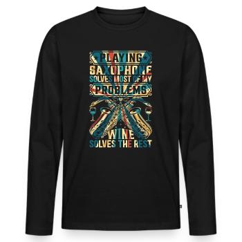 Citations du saxophoniste - T-shirt manches longues Premium bio Homme - noir - Devant - Nico (187cm)