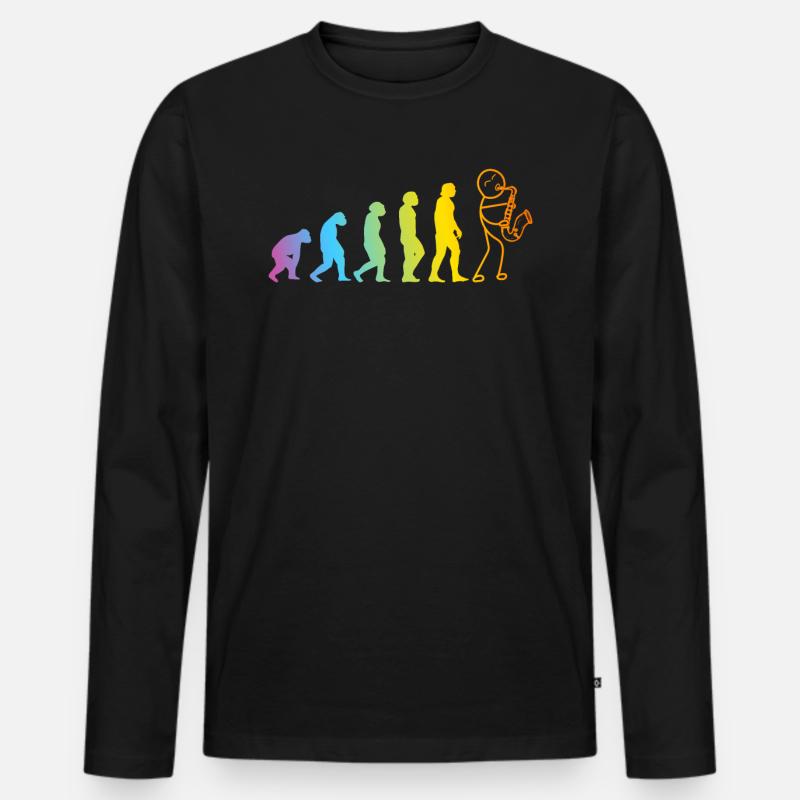 Saxophone Player Evolution Saxophone Saxophonist E - Männer Premium Bio Langarmshirt - Schwarz