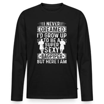 Je grandirais pour être une cornemuse super sexy pl - T-shirt manches longues Premium bio Homme - noir - Devant - Nico (187cm)