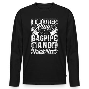 Je préfère jouer de la cornemuse et boire de la bière - Bagpiper - T-shirt manches longues Premium bio Homme - noir - Devant - Nico (187cm)