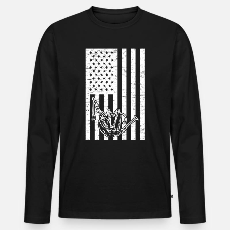Bagpipe American Flag Bagpiper US Flag Bagpipe - Männer Premium Bio Langarmshirt - Schwarz