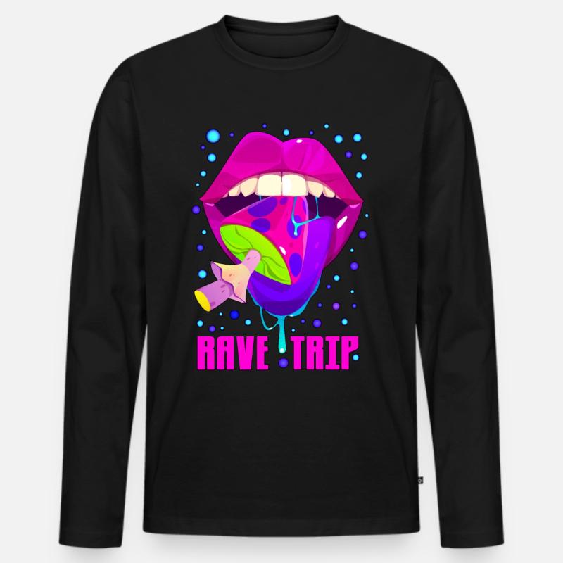 Rave Trip - Männer Premium Bio Langarmshirt - Schwarz