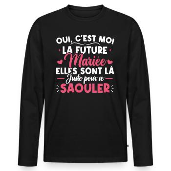 Oui, c'est moi la future mariée - T-shirt manches longues Premium bio Homme - noir - Devant - Nico (187cm)