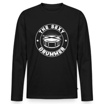 Drummer Player Drummer - The Sexy Drummer - Men's Premium Organic Long Sleeve Shirt - black - Front - Nico (187cm)