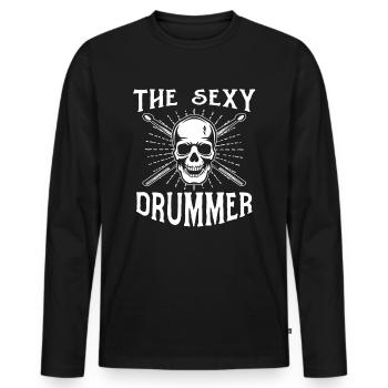 The Sexy Drummer - Drum Player Drummer Musician - Männer Premium Bio Langarmshirt - Schwarz - Vorne - Nico (187cm)