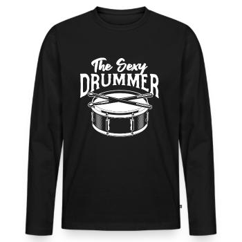 The Sexy Drummer - Drum Player Drumming Drummer Mu - Männer Premium Bio Langarmshirt - Schwarz - Vorne - Nico (187cm)