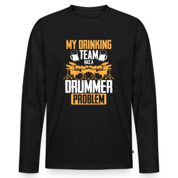 Mon équipe de buveurs a un problème de batteur - Funny Dru - T-shirt manches longues Premium bio Homme - noir - Devant - Nico (187cm)
