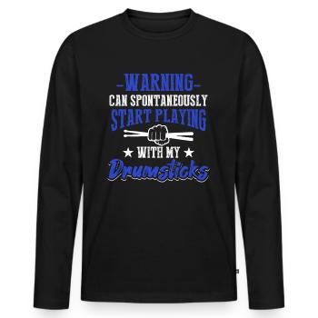 Warning Can Spontaneously Start Playing With My Dr - Männer Premium Bio Langarmshirt - Schwarz - Vorne - Nico (187cm)