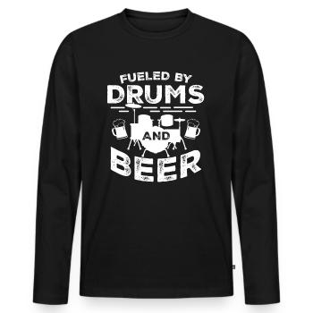 Fueled By Drums And Beer - Drum Player Drummer - Men's Premium Organic Long Sleeve Shirt - black - Front - Nico (187cm)