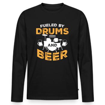 Fueled By Drums And Beer - Drum Player - Men's Premium Organic Long Sleeve Shirt - black - Front - Nico (187cm)