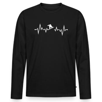 Snowboarding Snowboarder Heartbeat Snowboarder - T-shirt manches longues Premium bio Homme - noir - Devant - Nico (187cm)