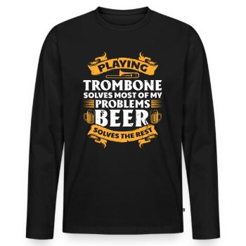 Jouer du trombone résout la plupart de mes problèmes Bière D - T-shirt manches longues Premium bio Homme - noir - Devant - Nico (187cm)