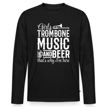 Musique de trombone et bière pour filles C’est pourquoi je suis ici - T-shirt manches longues Premium bio Homme - noir - Devant - Nico (187cm)